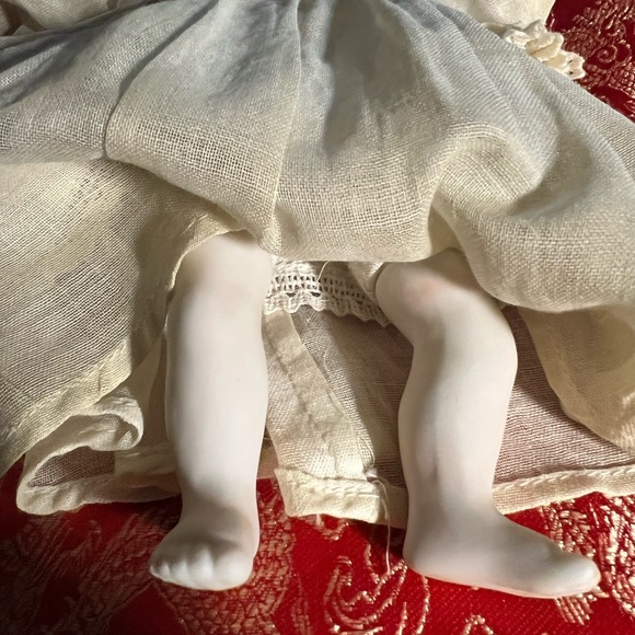 Antique original baby doll 1920s German bisque porcelain/ fabric 12”x5” Japan - Picture 4 of 8